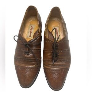 Juppen Vintage German Made Leather Walking Shoe, Brown, 3/4” heel